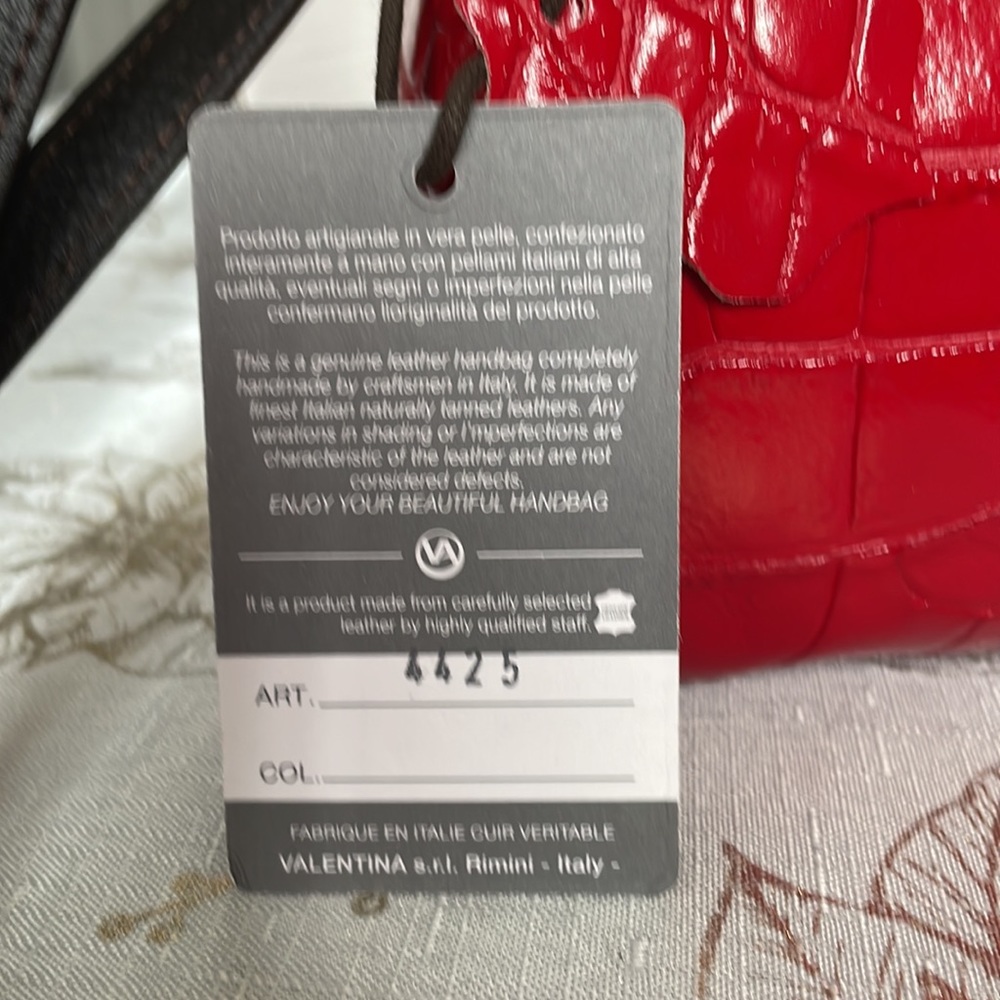 Valentina Red Cylinder Handmade Italian Handbag - Picture 9 of 9